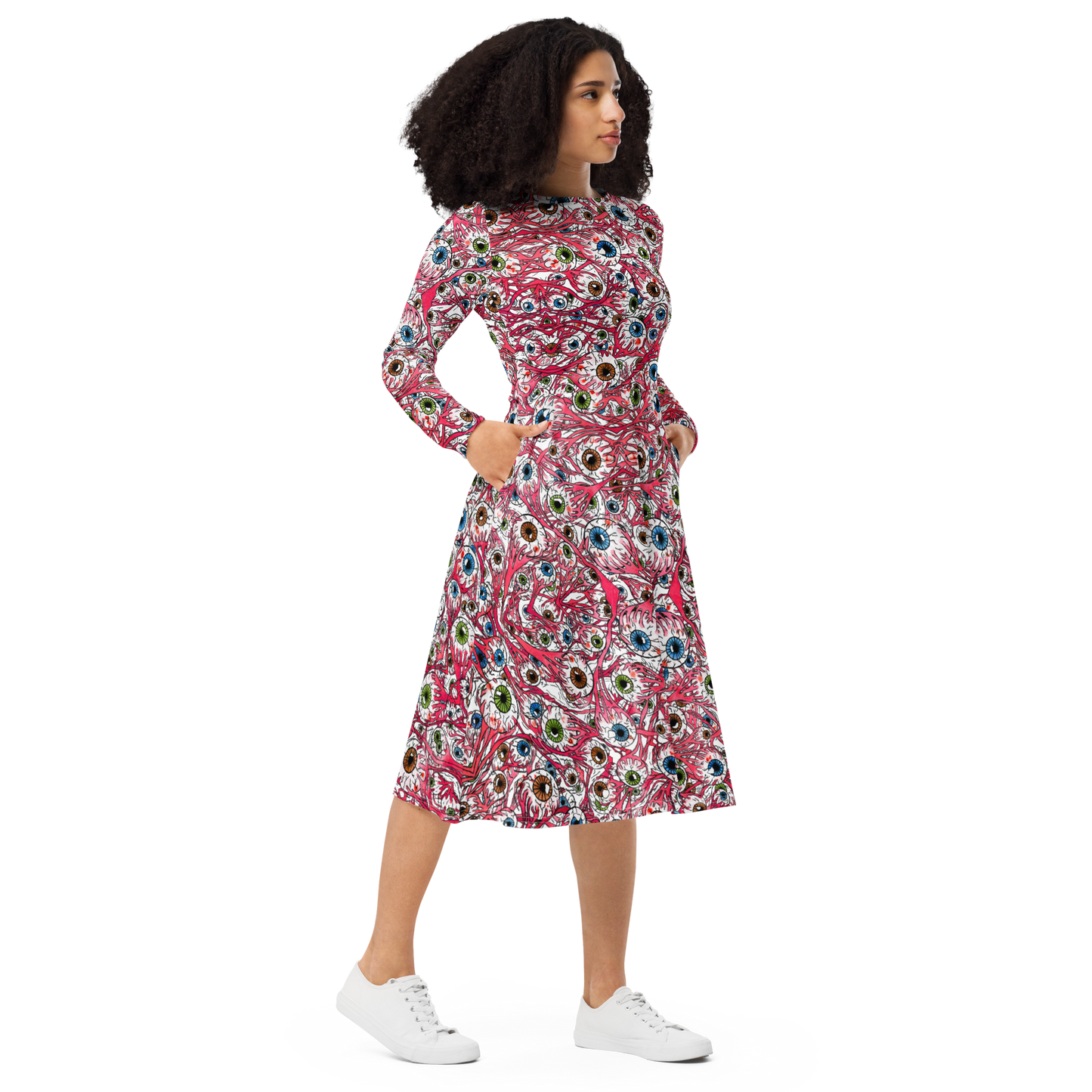 Long sleeve midi dress (Eyeballs)