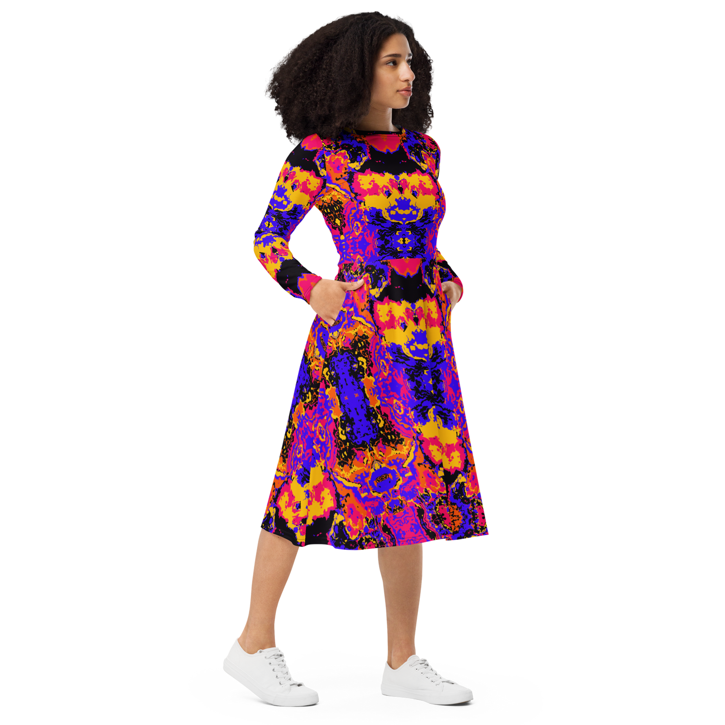 Long sleeve midi dress (Brain Scan)