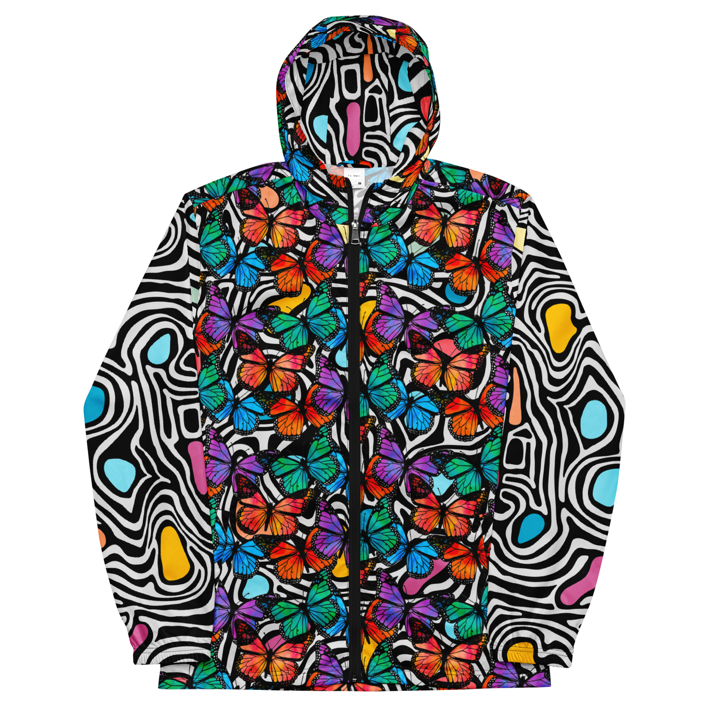 Unisex windbreaker (Butterflies - Black & White sleeves)