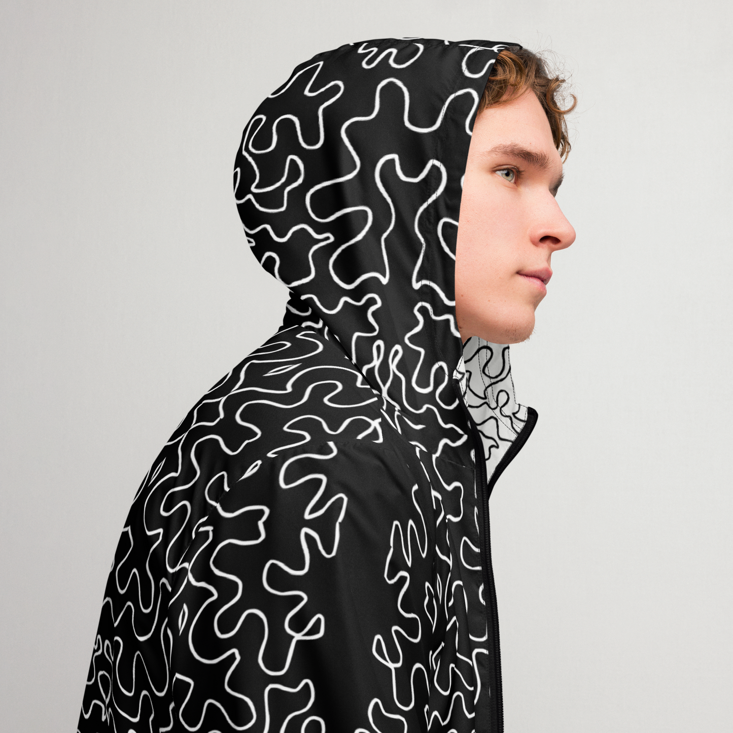 Unisex windbreaker (Black & White Squiggle)