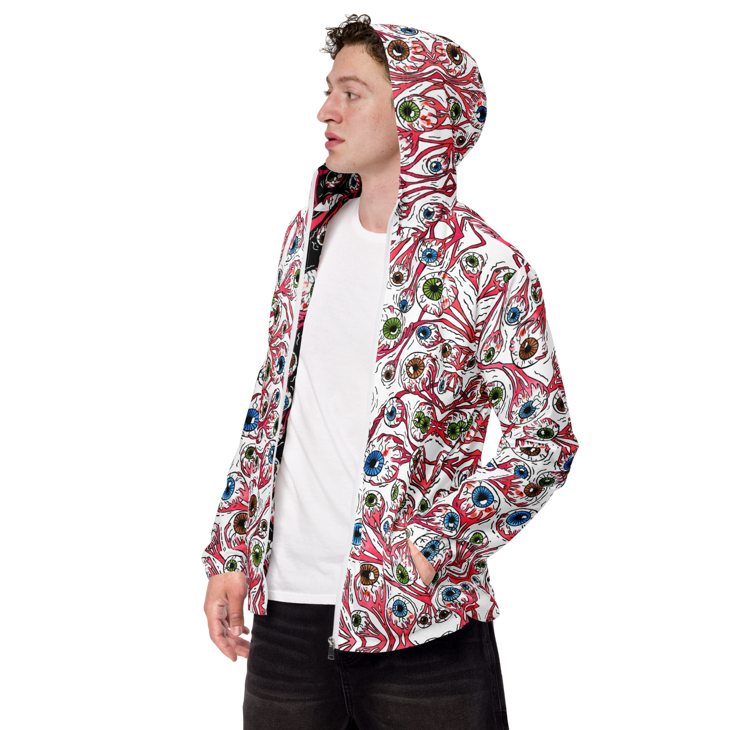 Unisex windbreaker (Eyeballs|White)