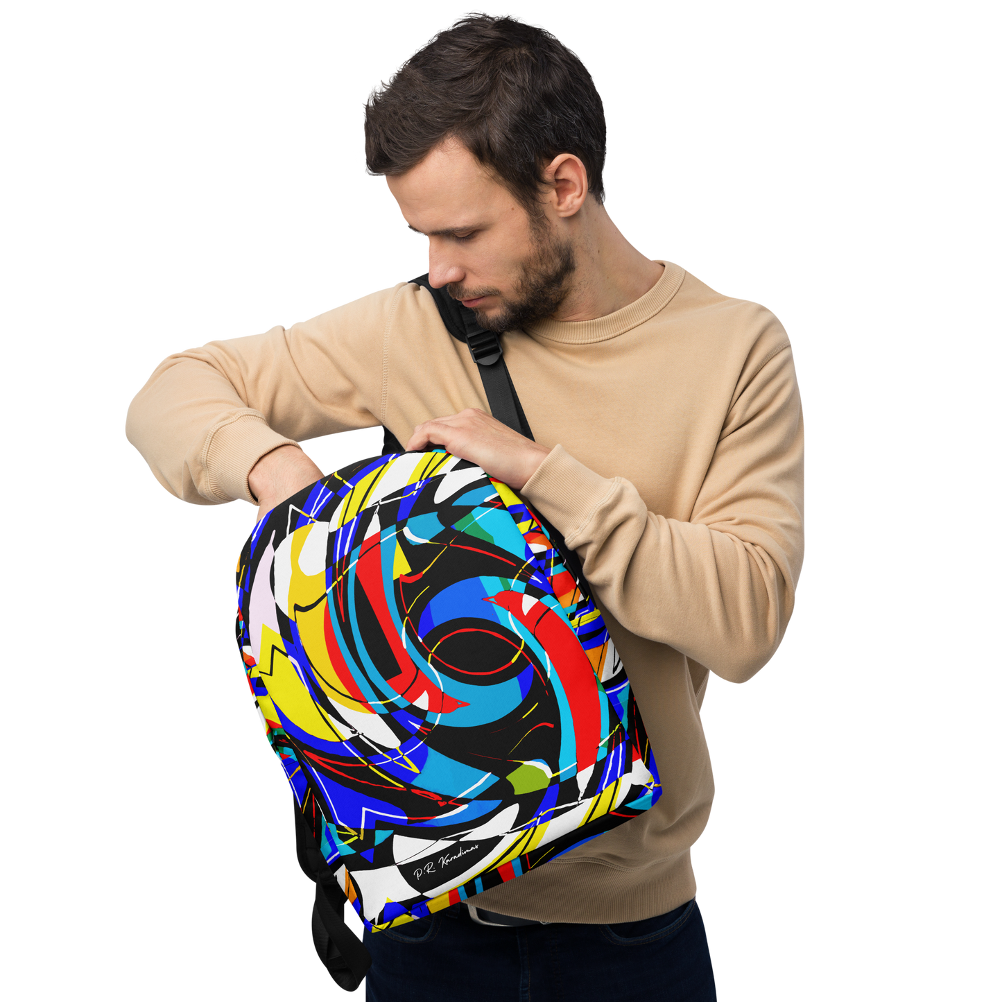 Minimalist Backpack (Blue Swirls)