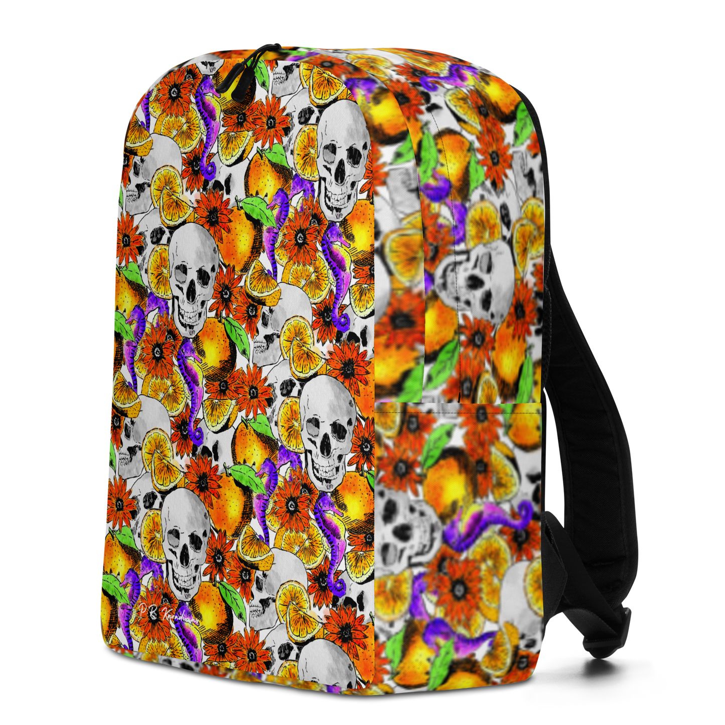 Minimalist Backpack (Skulls & Oranges)