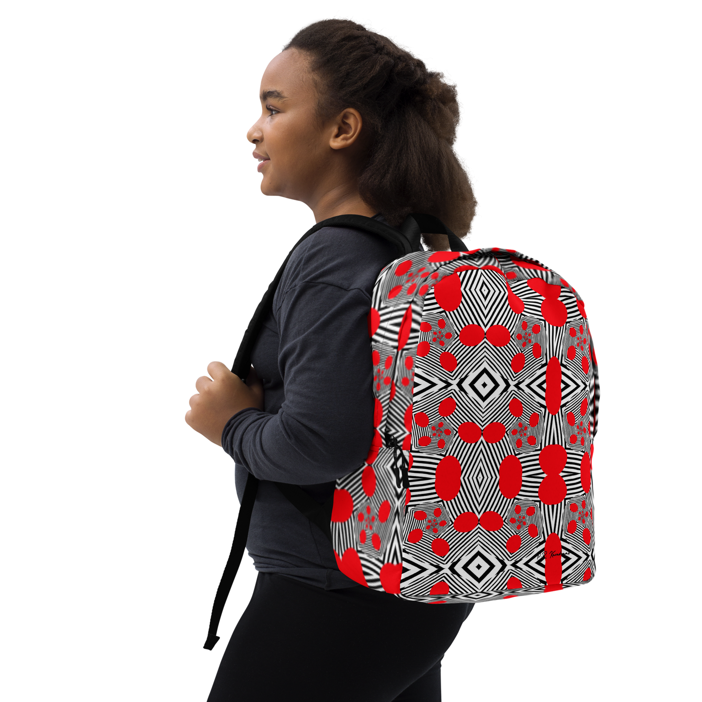 Minimalist Backpack )Red Geometric)