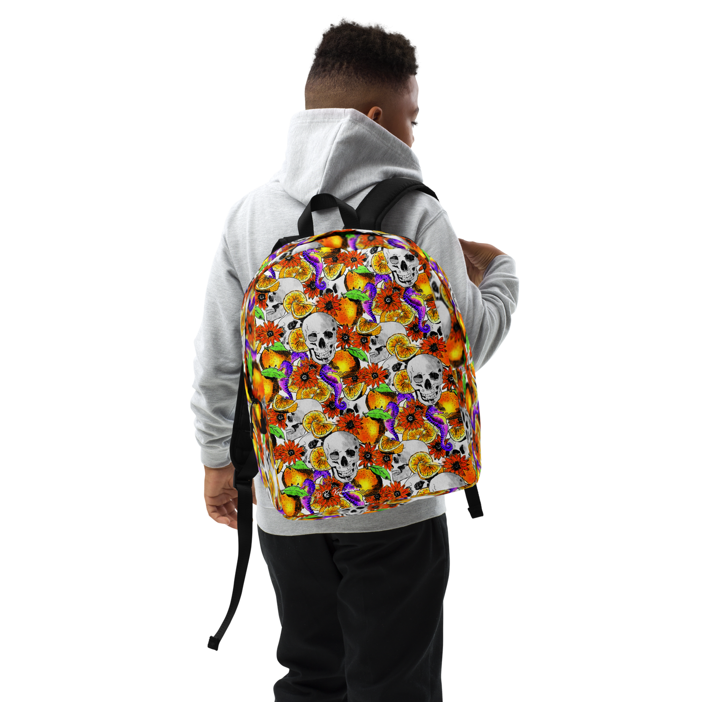 Minimalist Backpack (Skulls & Oranges)