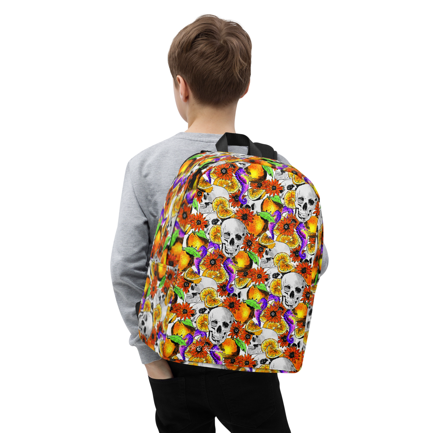 Minimalist Backpack (Skulls & Oranges)