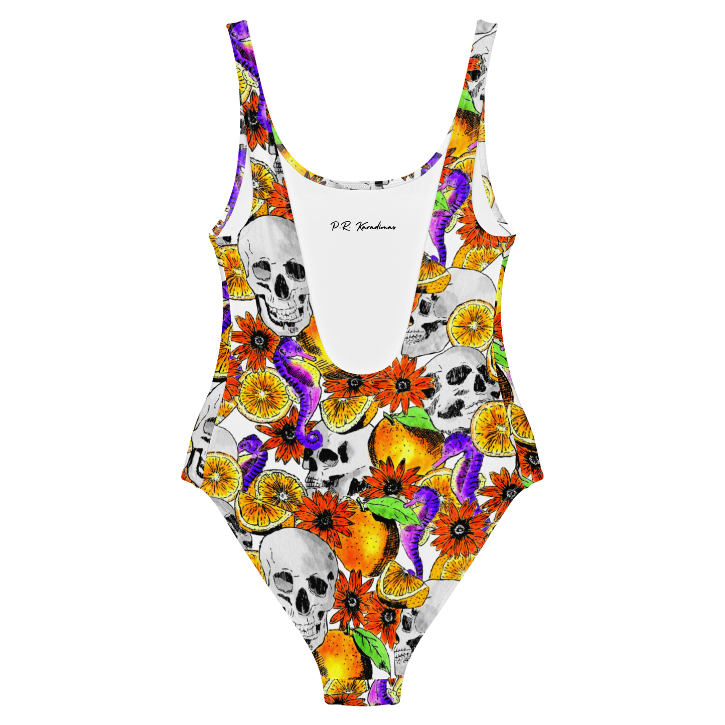 One-Piece Swimsuit (Skulls & Oranges)