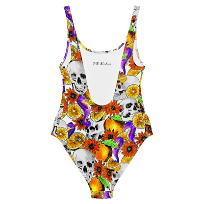 One-Piece Swimsuit (Skulls & Oranges)