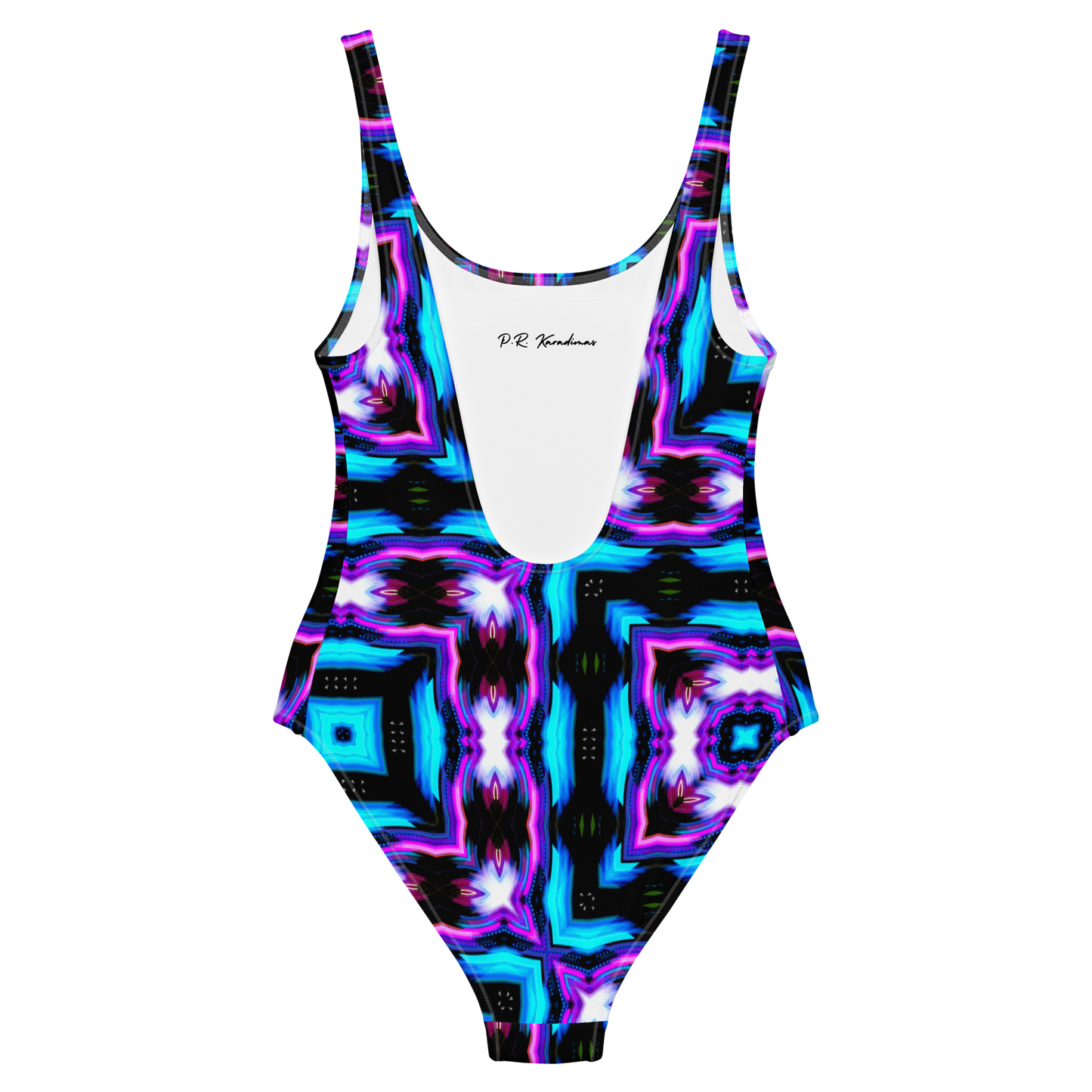 One-Piece Swimsuit (Neon Purple & Blue)