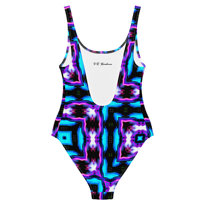 One-Piece Swimsuit (Neon Purple & Blue)