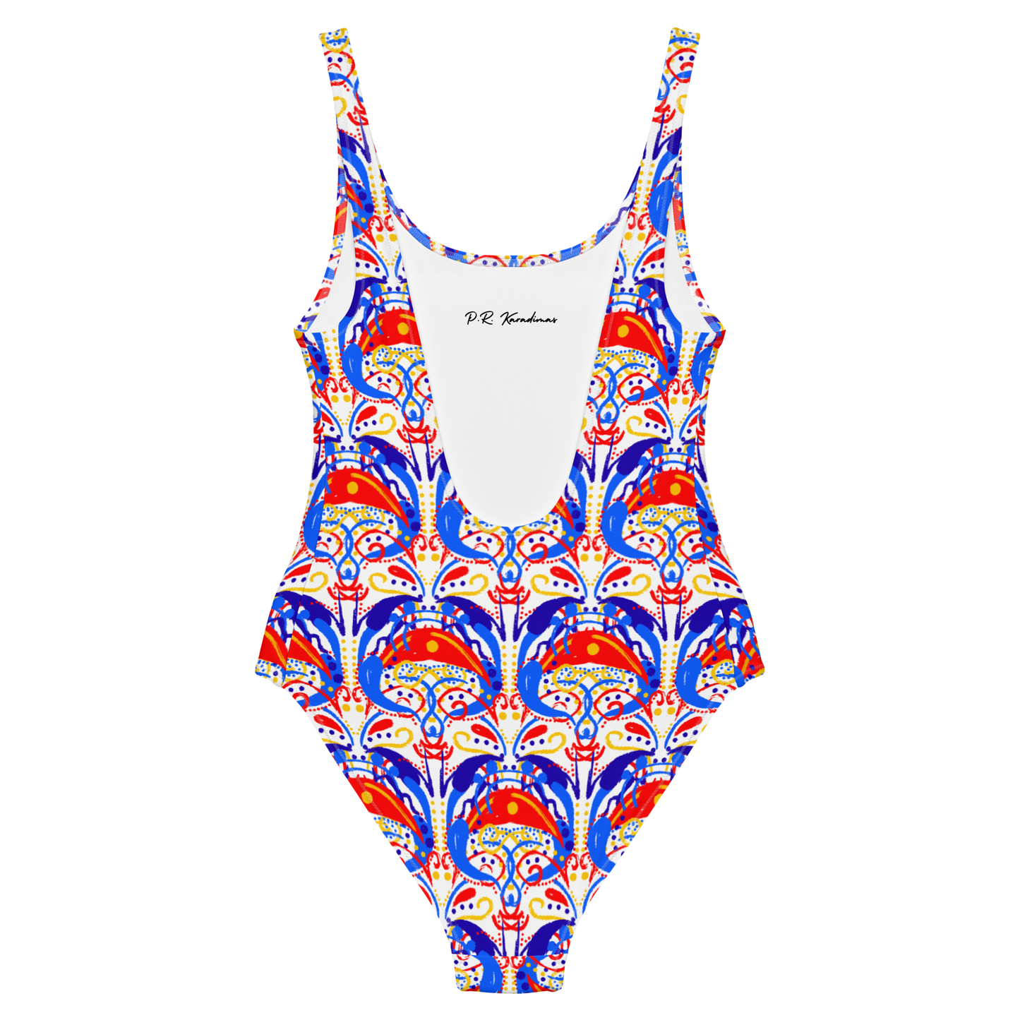 One-Piece Swimsuit (Talavera-inspired|White)