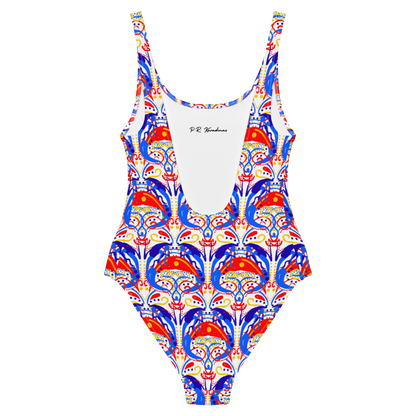 One-Piece Swimsuit (Talavera-inspired|White)