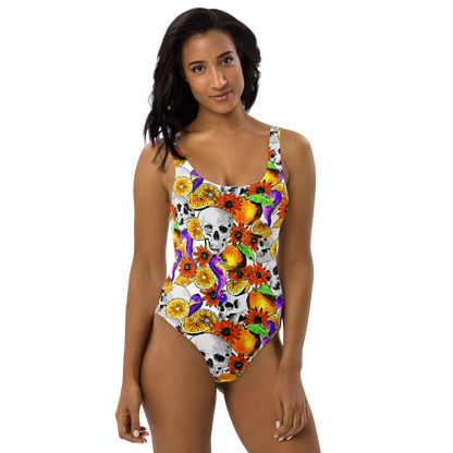 One-Piece Swimsuit (Skulls & Oranges)