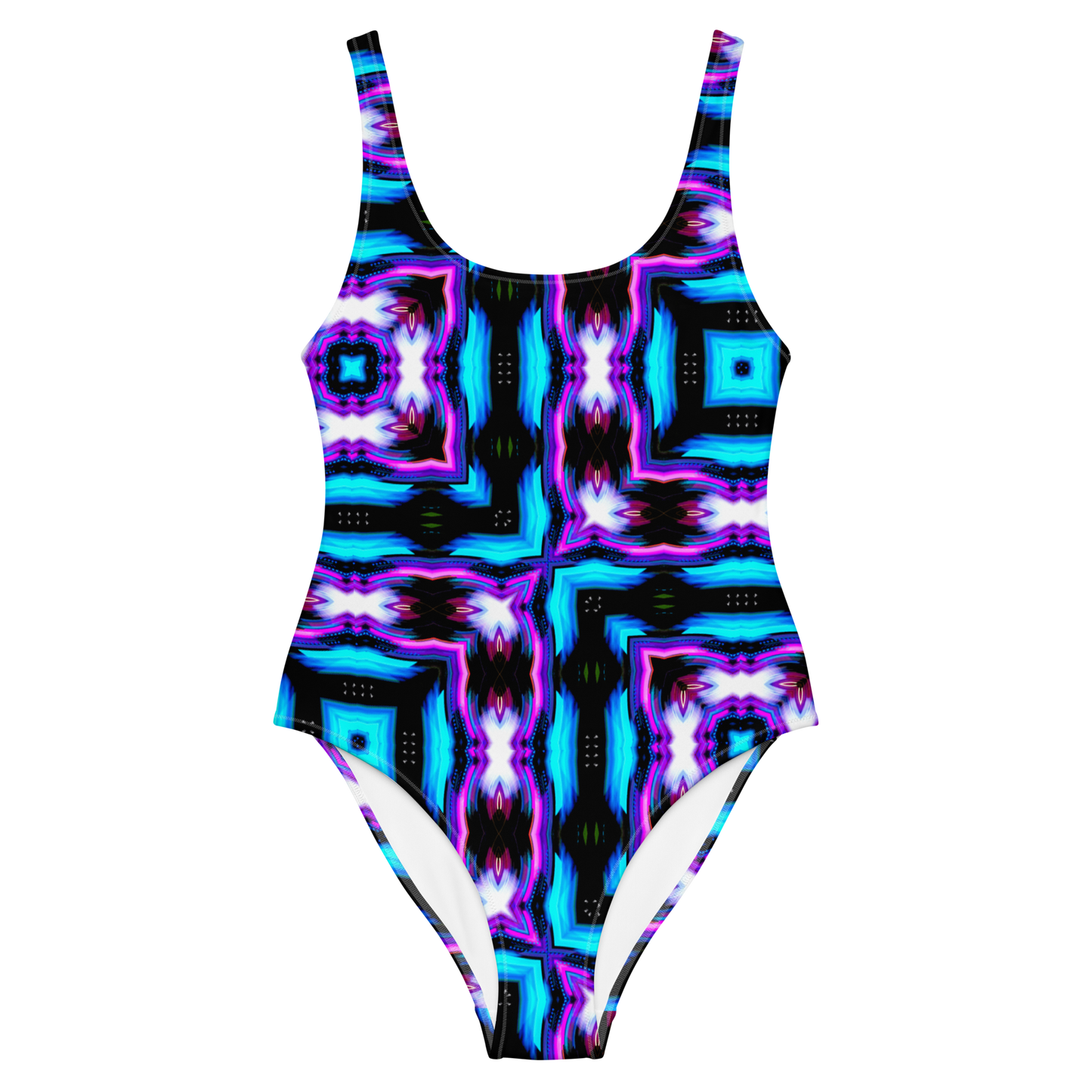 One-Piece Swimsuit (Neon Purple & Blue)