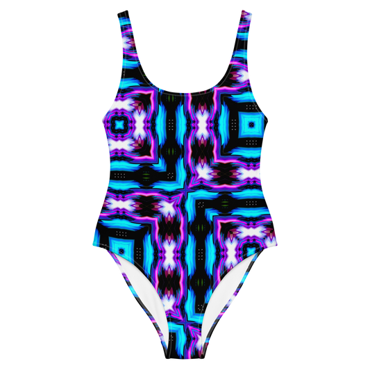 One-Piece Swimsuit (Neon Purple & Blue)