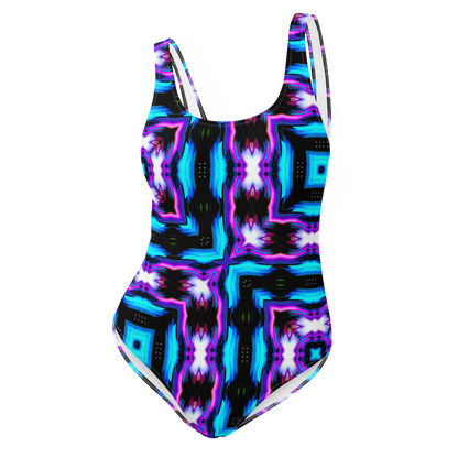 One-Piece Swimsuit (Neon Purple & Blue)