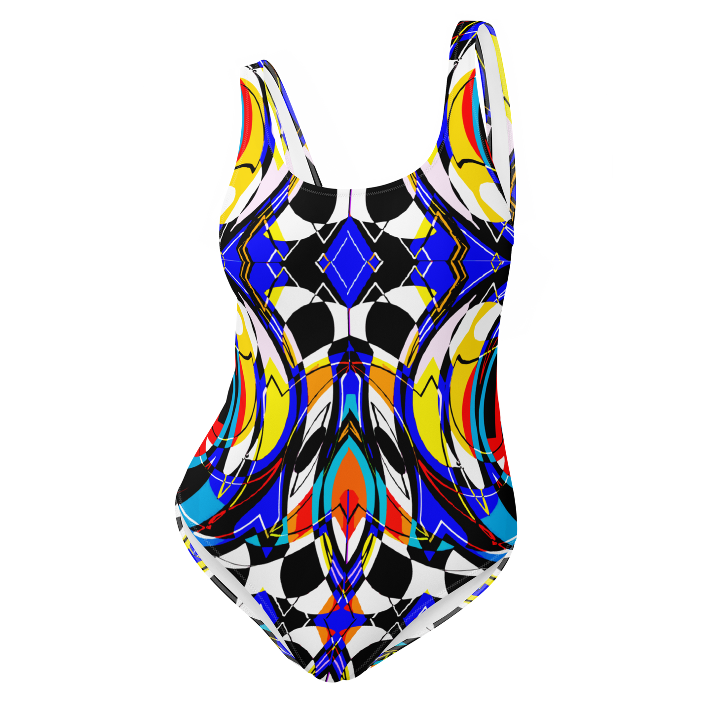 One-Piece Swimsuit (Blue Swirls)