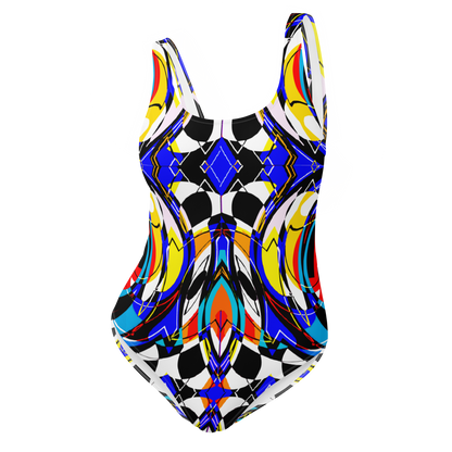 One-Piece Swimsuit (Blue Swirls)