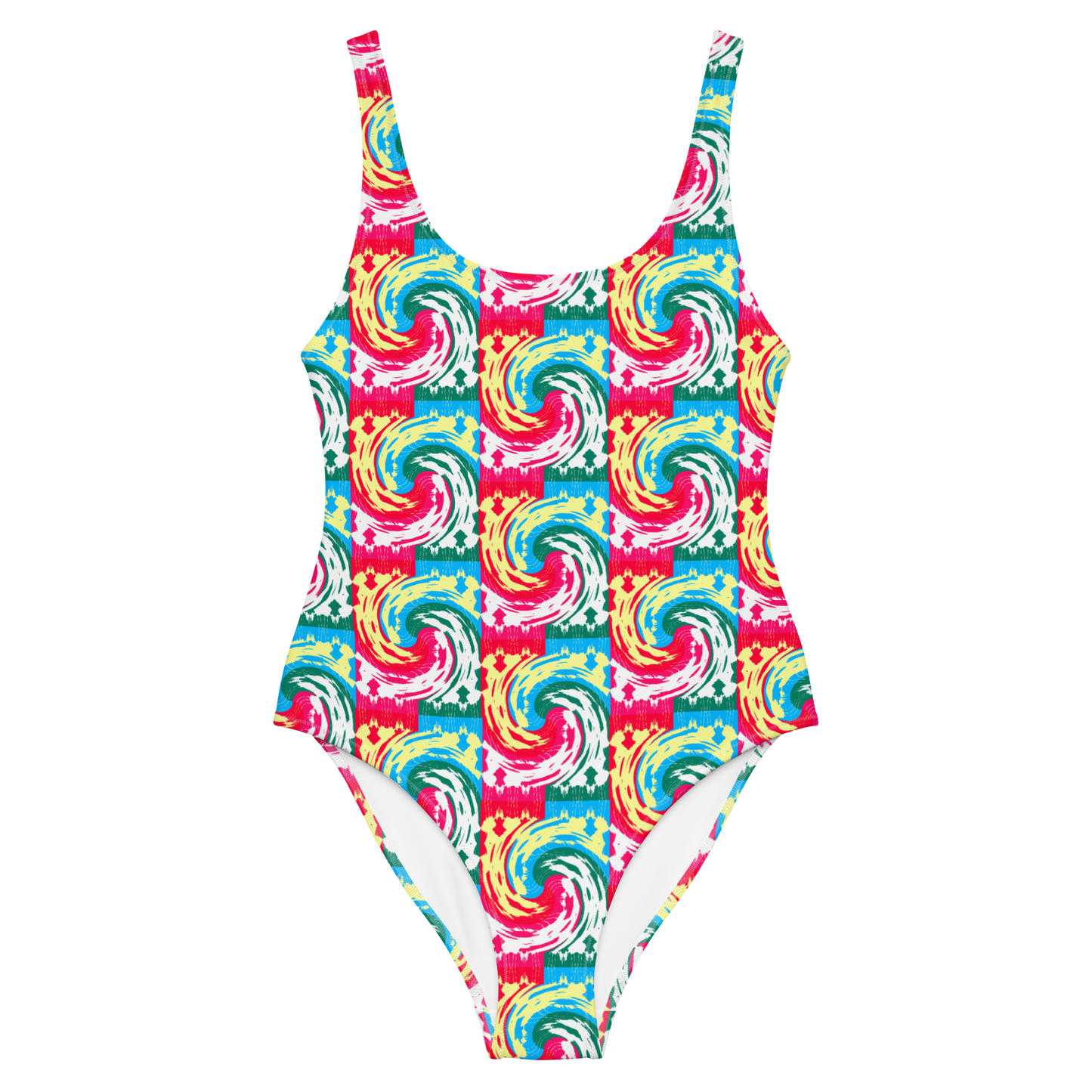 One-Piece Swimsuit (Pink Waves)