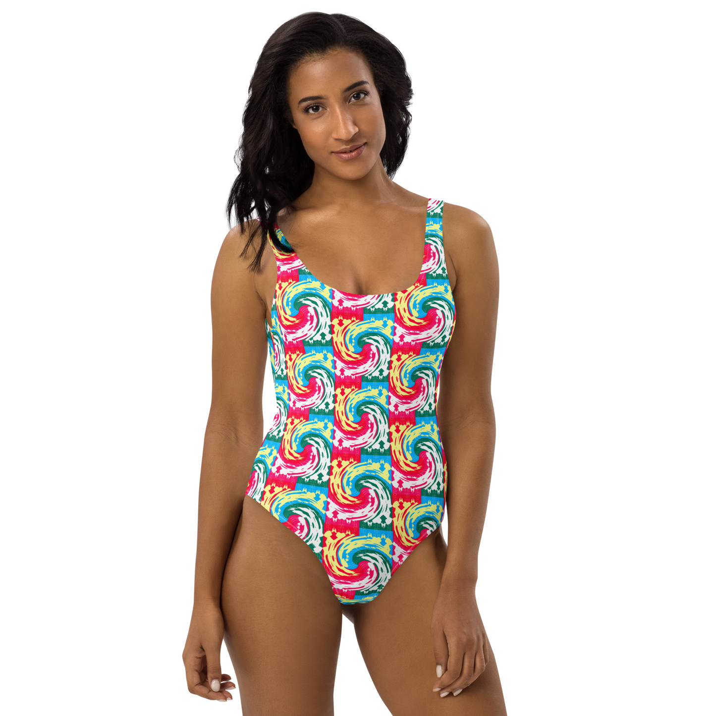 One-Piece Swimsuit (Pink Waves)