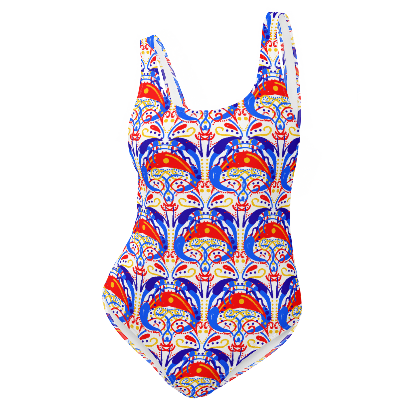 One-Piece Swimsuit (Talavera-inspired|White)