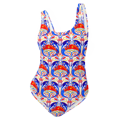 One-Piece Swimsuit (Talavera-inspired|White)