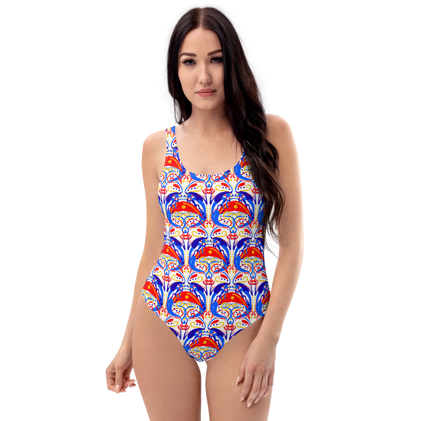 One-Piece Swimsuit (Talavera-inspired|White)