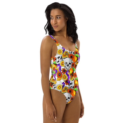 One-Piece Swimsuit (Skulls & Oranges)