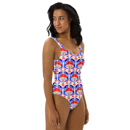 One-Piece Swimsuit (Talavera-inspired|White)