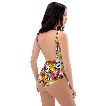 One-Piece Swimsuit (Skulls & Oranges)