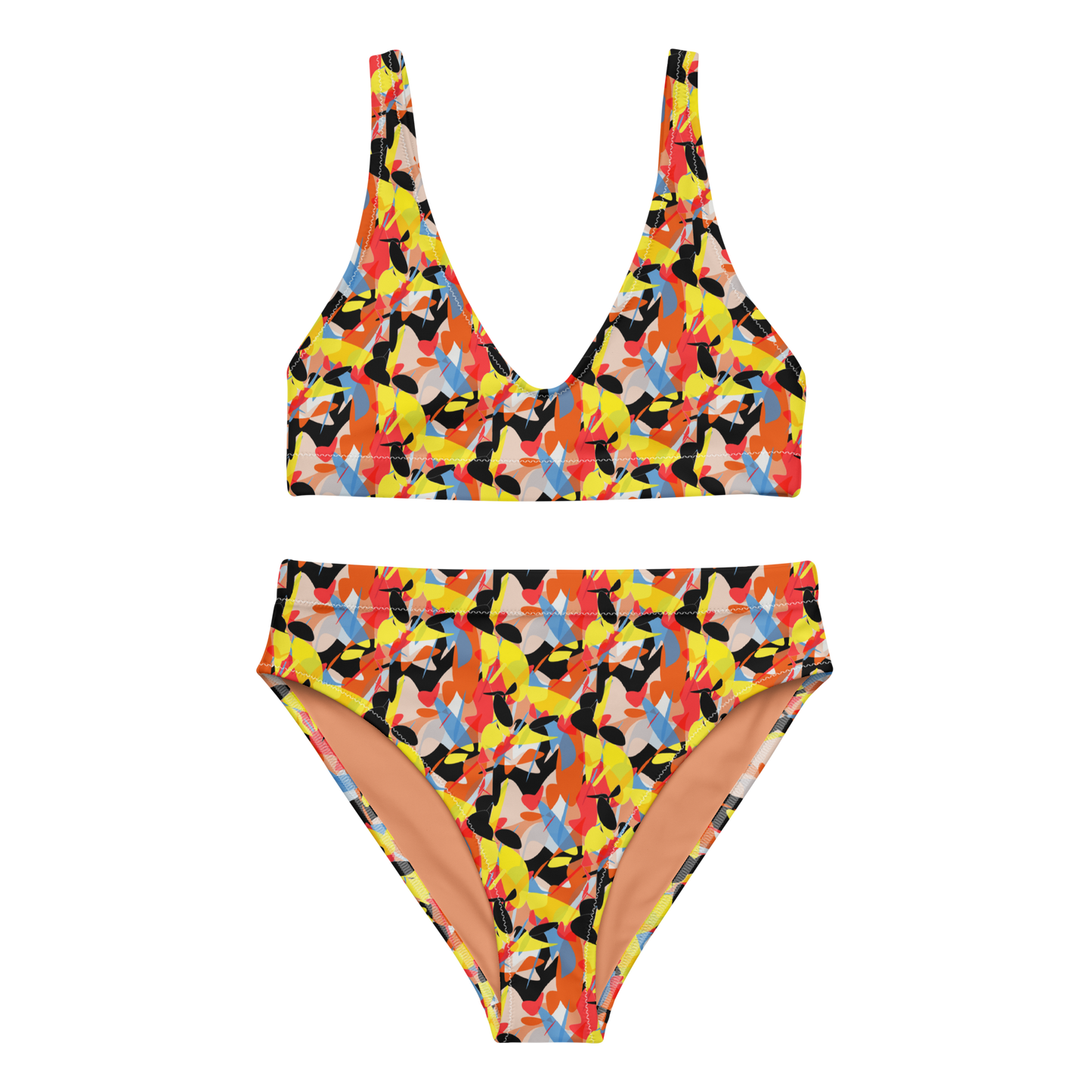 High-waisted bikini (Abstract Ovals)