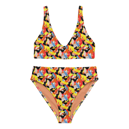 High-waisted bikini (Abstract Ovals)