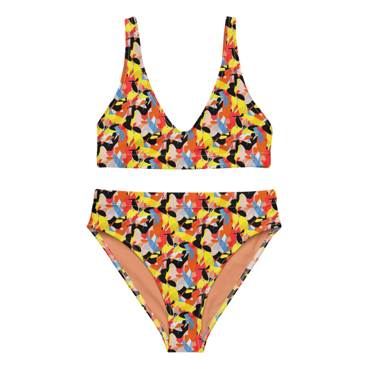 High-waisted bikini (Abstract Ovals)