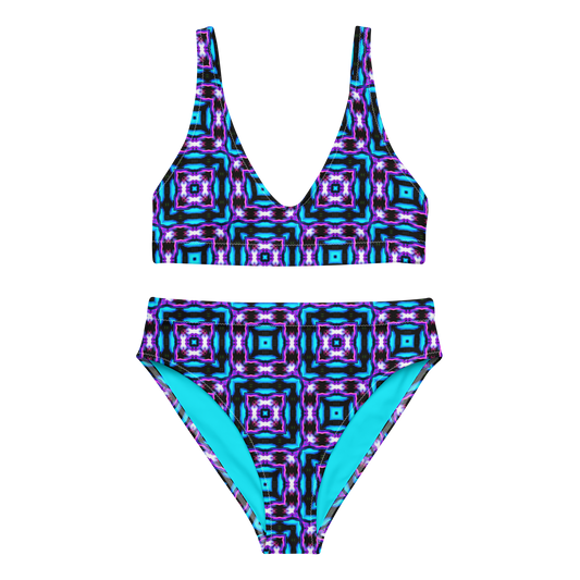 High-waisted bikini (Neon Purple & Blue)