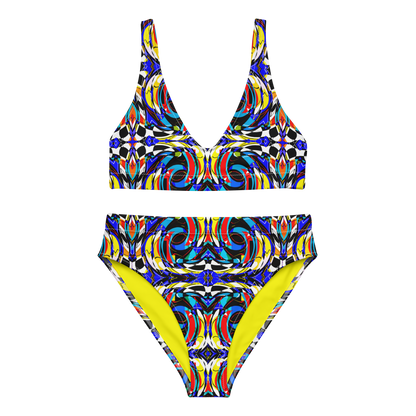 High-waisted bikini (Blue Swirls)