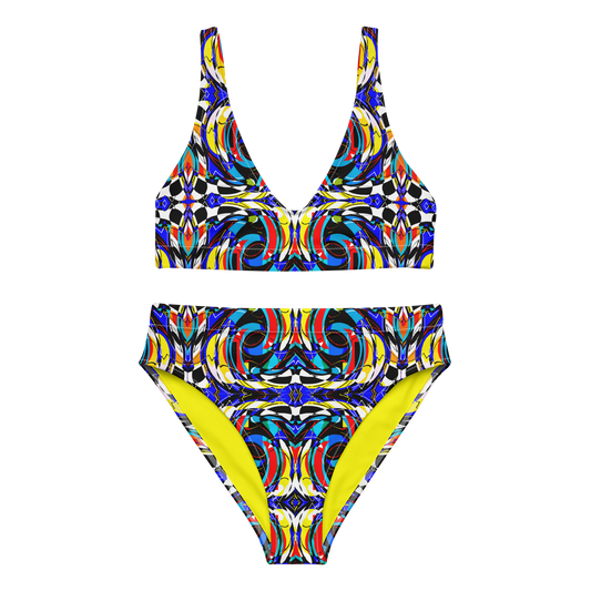 High-waisted bikini (Blue Swirls)