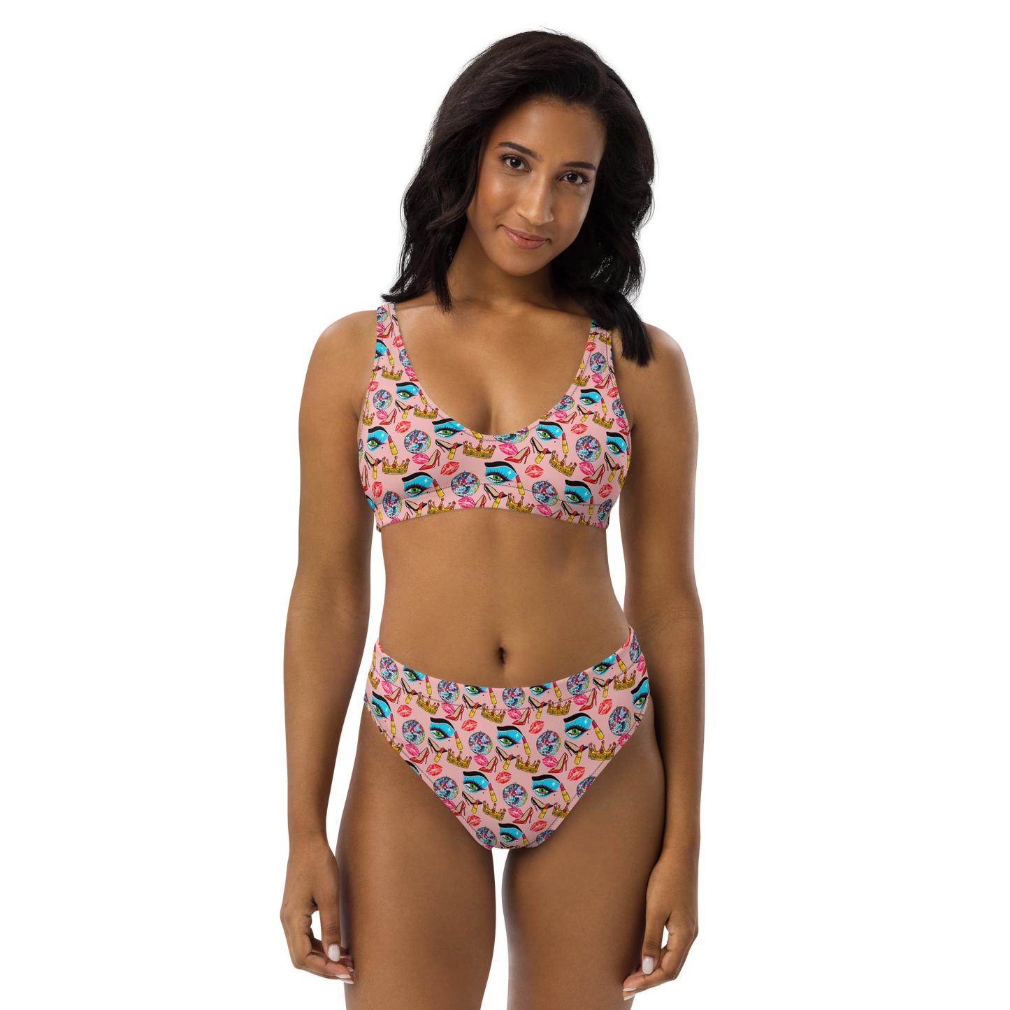 High-waisted bikini (Drag|Pink)