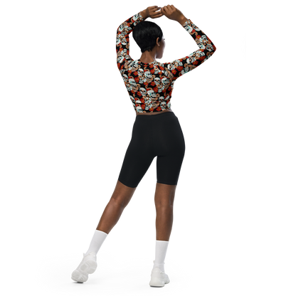 Long-sleeve crop top (Poppies)