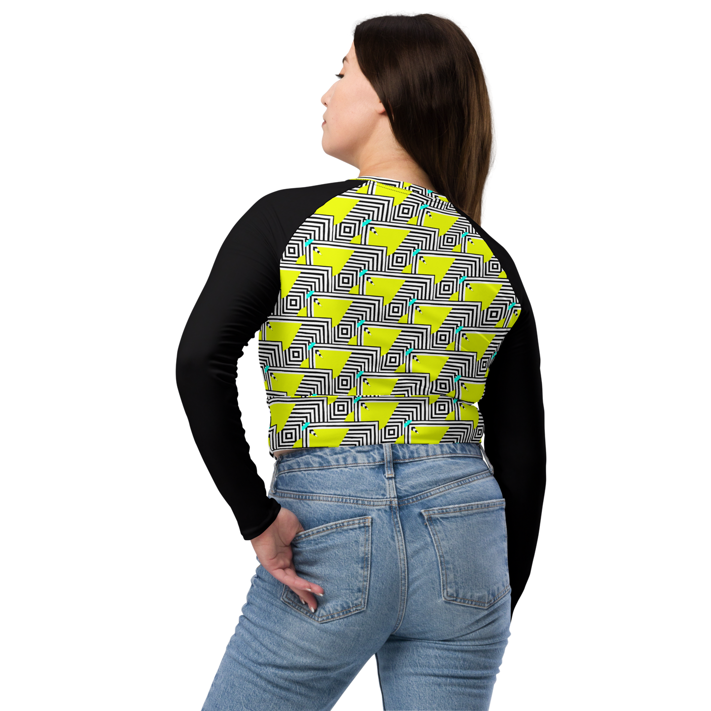 Long-sleeve crop top (Retro Yellow)