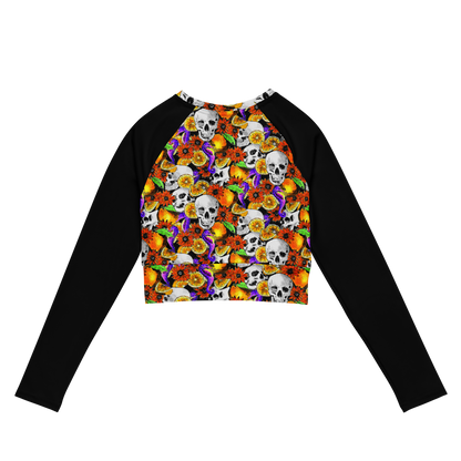 Long-sleeve crop top (Skulls & Oranges)