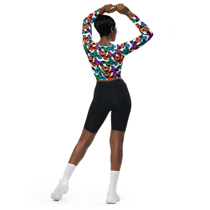 Long-sleeve crop top (Butterflies)