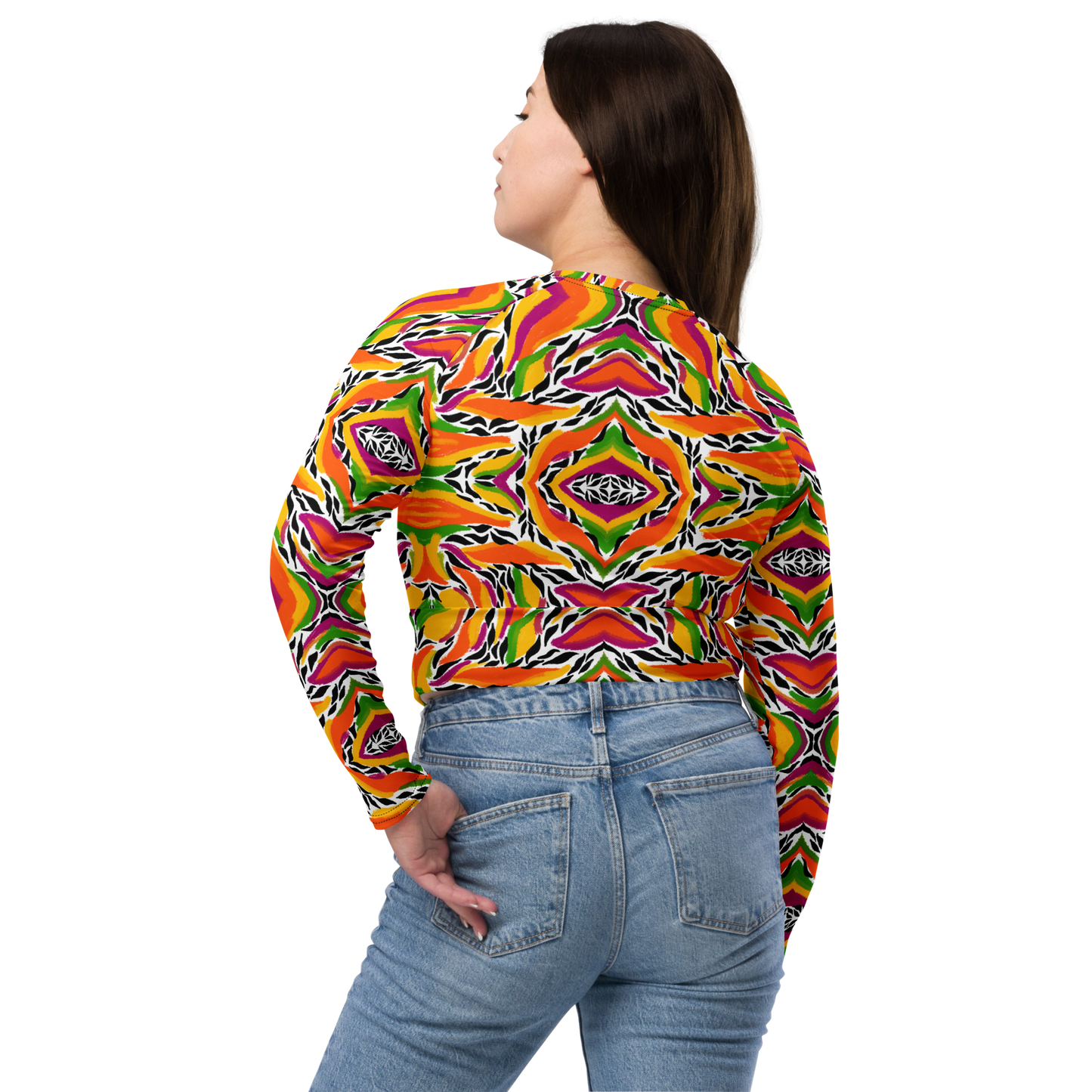 Long-sleeve crop top (Mango Mosaic)