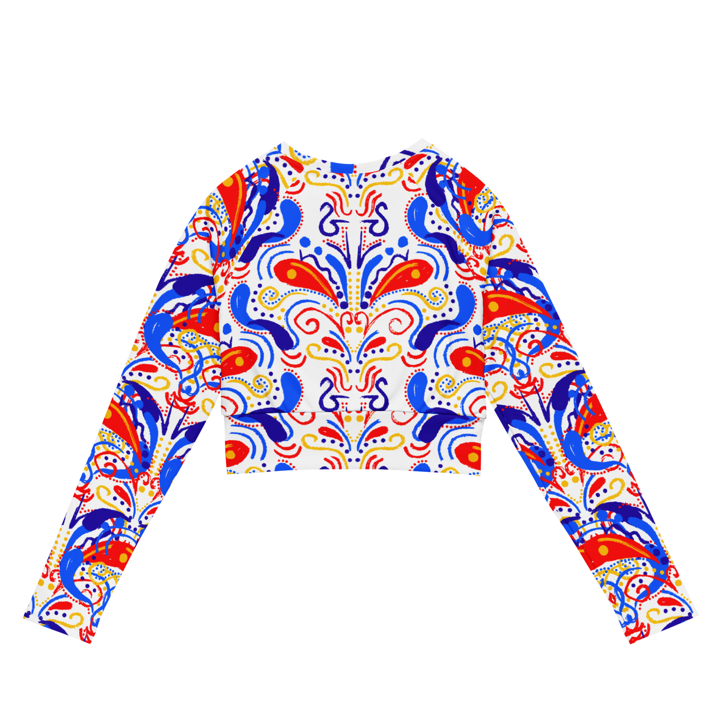 Long-sleeve crop top (Talavera-inspired|White)