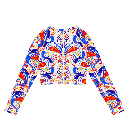 Long-sleeve crop top (Talavera-inspired|White)