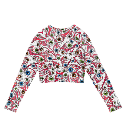 Long-sleeve crop top (Eyeballs|White)