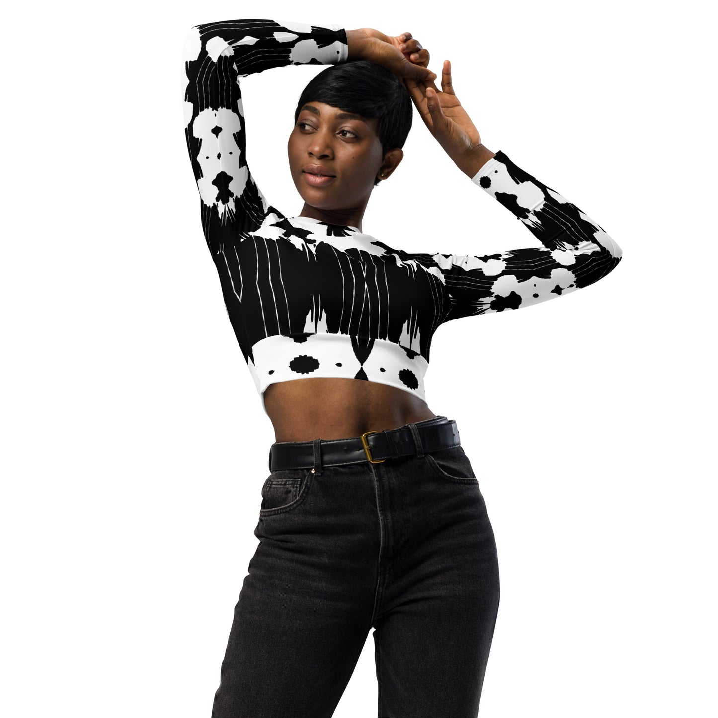 Long-sleeve crop top (Inkblot)