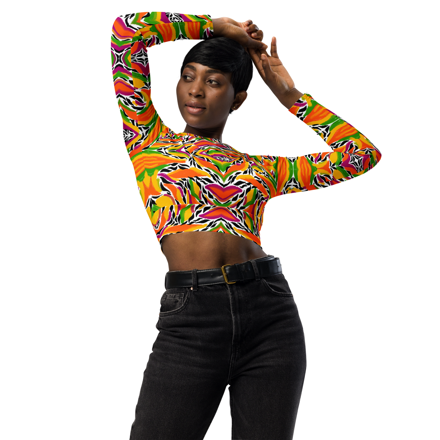 Long-sleeve crop top (Mango Mosaic)