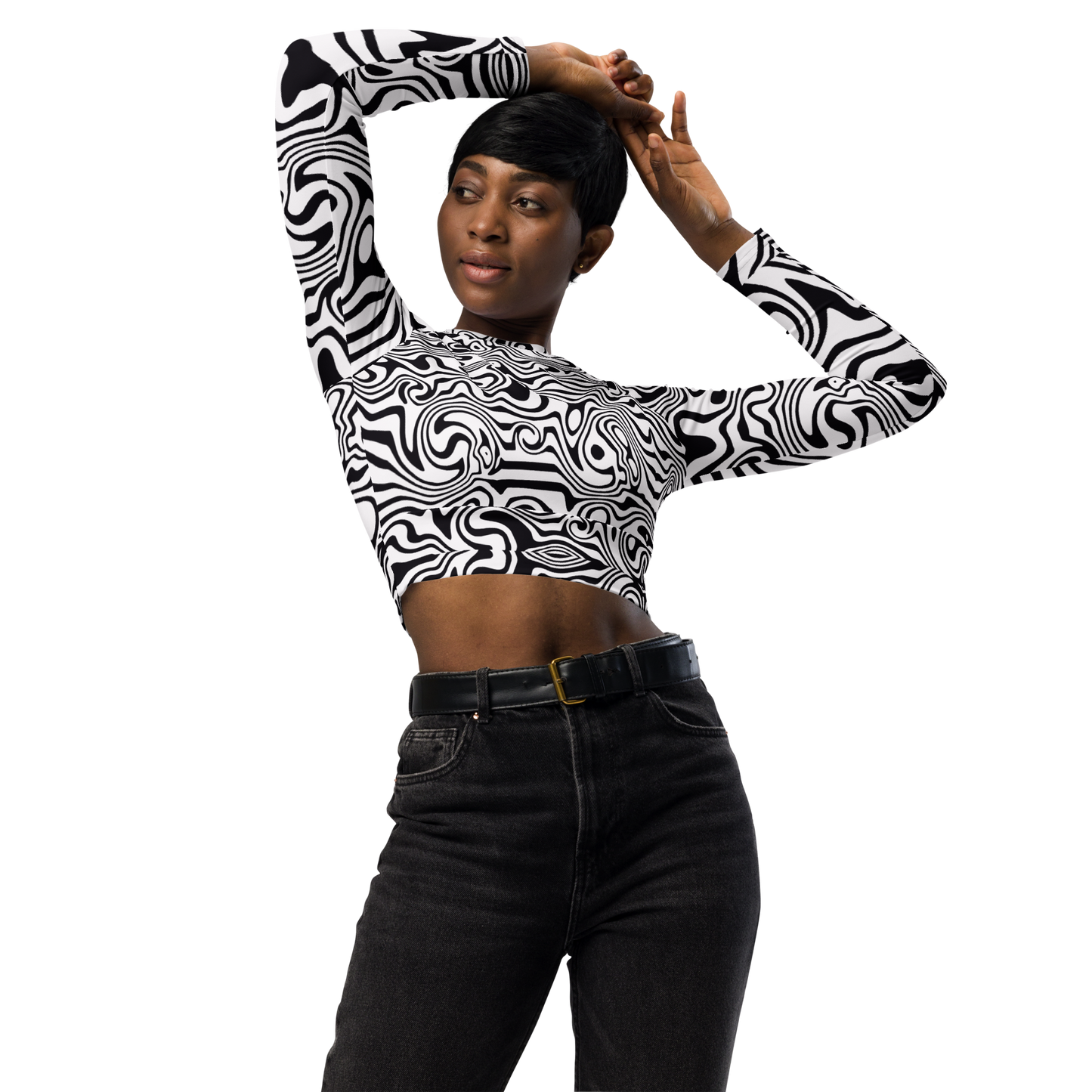 Long-sleeve crop top (Noir Noodle)