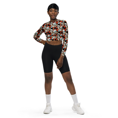 Long-sleeve crop top (Poppies)