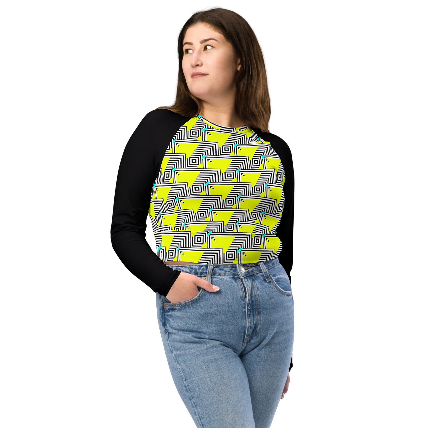 Long-sleeve crop top (Retro Yellow)